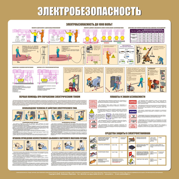 С21 Стенд электробезопасность (1000х1000 мм, пластик ПВХ 3 мм, алюминиевый багет золотого цвета) - Стенды - Стенды по электробезопасности - Магазин охраны труда ohranatruda-shop.ru