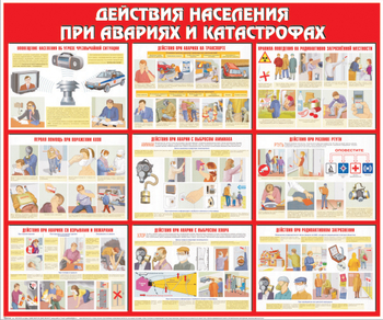 С56 Действия населения при авариях и катастрофах (1200х1000 мм, пластик ПВХ 3 мм, алюминиевый багет золотого цвета) - Стенды - Стенды по гражданской обороне и чрезвычайным ситуациям - Магазин охраны труда ohranatruda-shop.ru